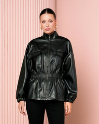 Jyn Cinch Waist Leather Jacket