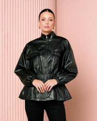 Jyn Cinch Waist Leather Jacket