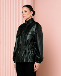 Jyn Cinch Waist Leather Jacket