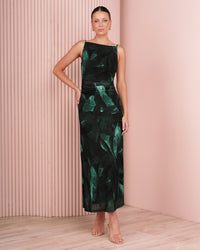 Eliza Printed Mesh Maxi Dress