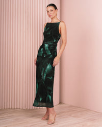 Eliza Printed Mesh Maxi Dress