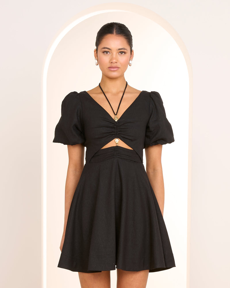 Olive V-neck Mini Dress